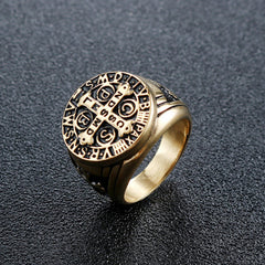 Anillo de runas para hombre, estilo vikingo vintage, color negro, con personalidad de cola