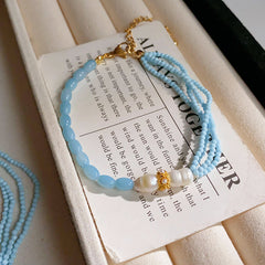 Collar de perlas de agua dulce de piedra natural con cadena de clavícula para mujer 