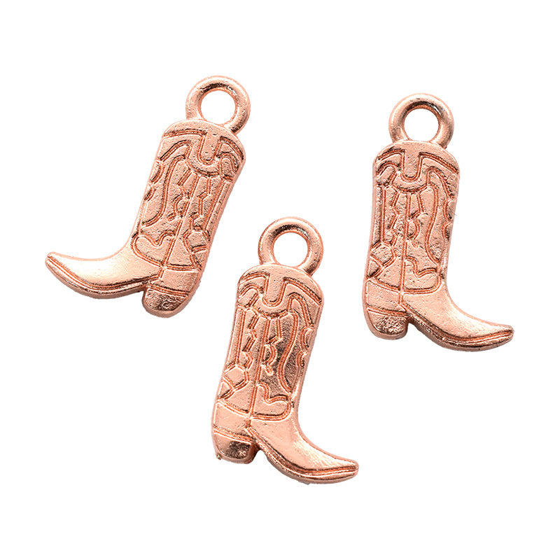 Accesorios de aleación para hacer tú mismo: colgantes de zapatos, sombreros y caballos de mezclilla estilo western 
