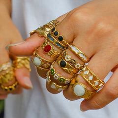 Anillo abierto de acero inoxidable 304 con letras geométricas, estilo hip hop, punk y streetwear. 