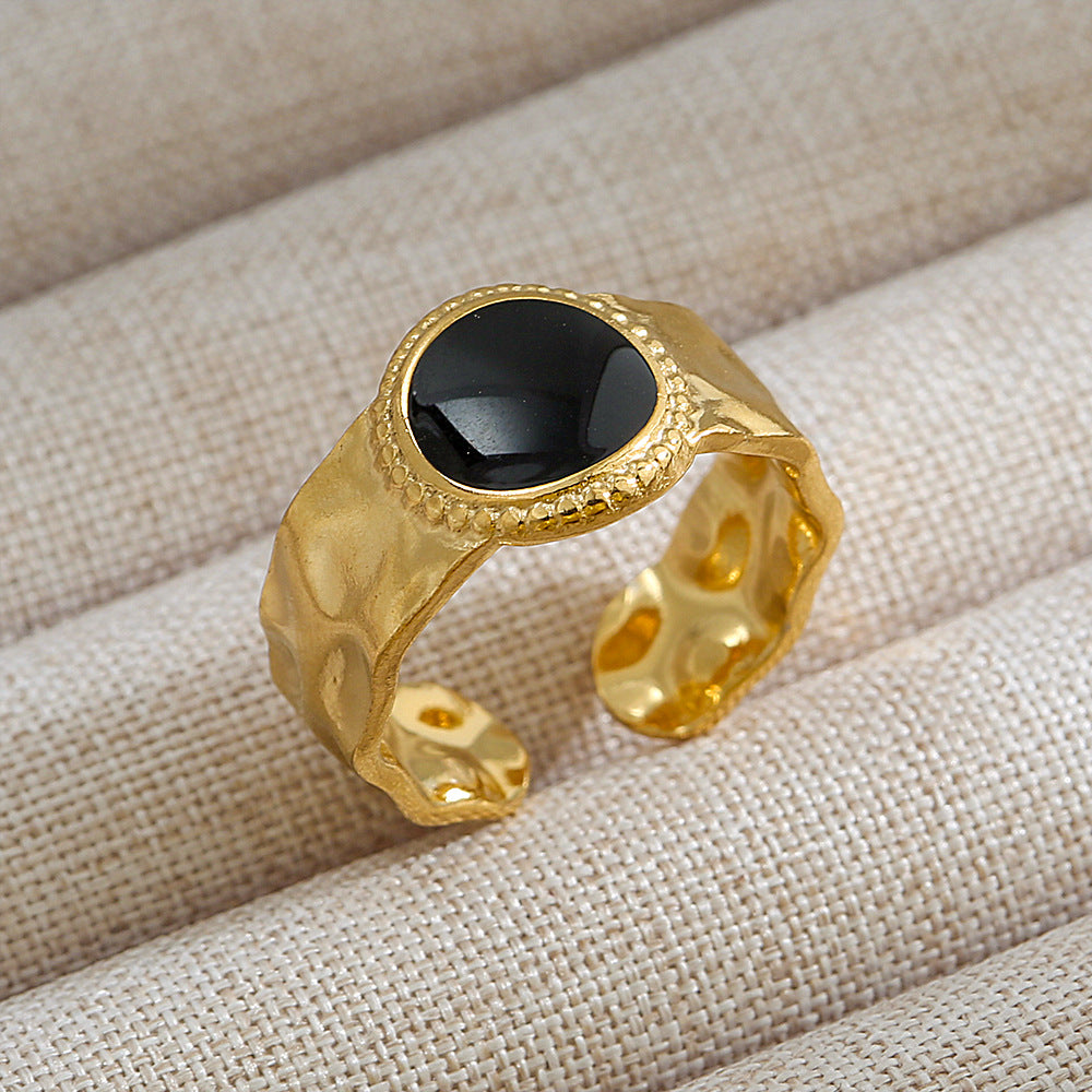 Anillo abierto de acero inoxidable 304 con letras geométricas, estilo hip hop, punk y streetwear. 