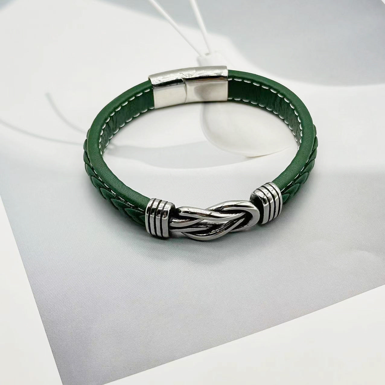 Pulsera de acero inoxidable Pulsera de cuero para hombre 