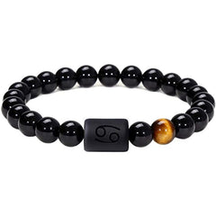 Pulsera elástica de doce constelaciones para hombre, pulsera de ojo de tigre amarillo natural 