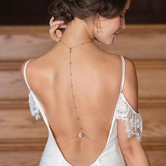 Simulated diamond-encrusted water drop body chain, bridal accessories BACK BODY CHAIN