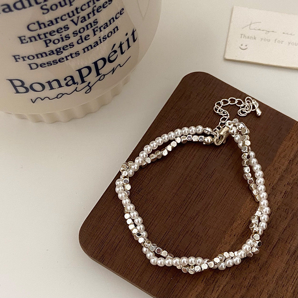 Natural freshwater pearl necklace, broken silver neck chain, female collarbone chain.