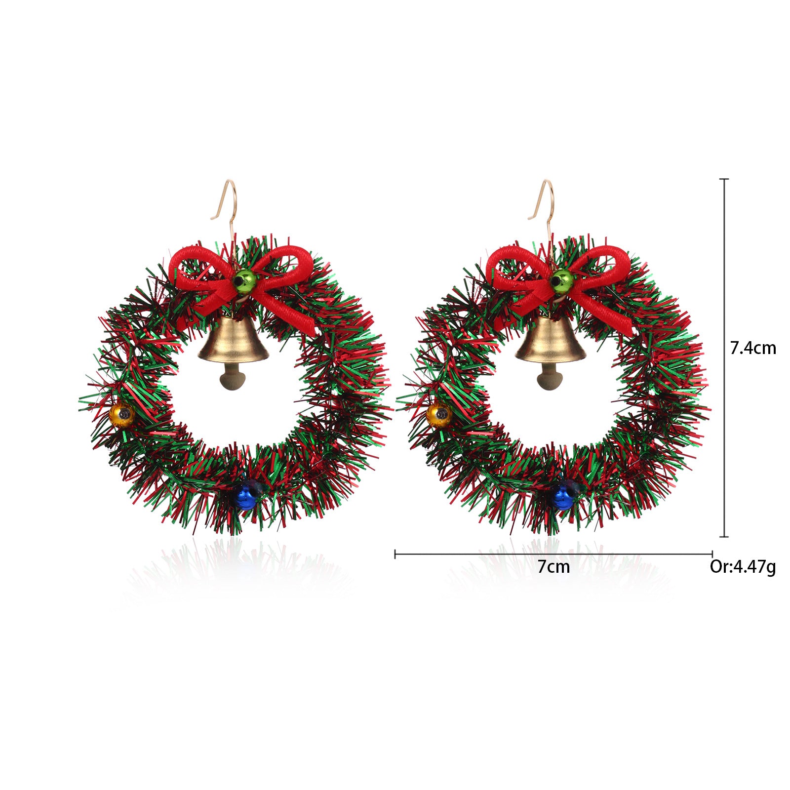 3 pares por modelo Lindos pendientes colgantes de aleación de zinc con forma de campana y corona de árbol de Navidad 