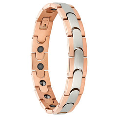 Pulsera de acero inoxidable con forma de bala de oro rosa para hombre, joyería de acero y titanio. 