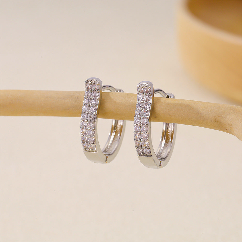 1 Pair Basic Simple Style Geometric Inlay Copper Zircon Earrings