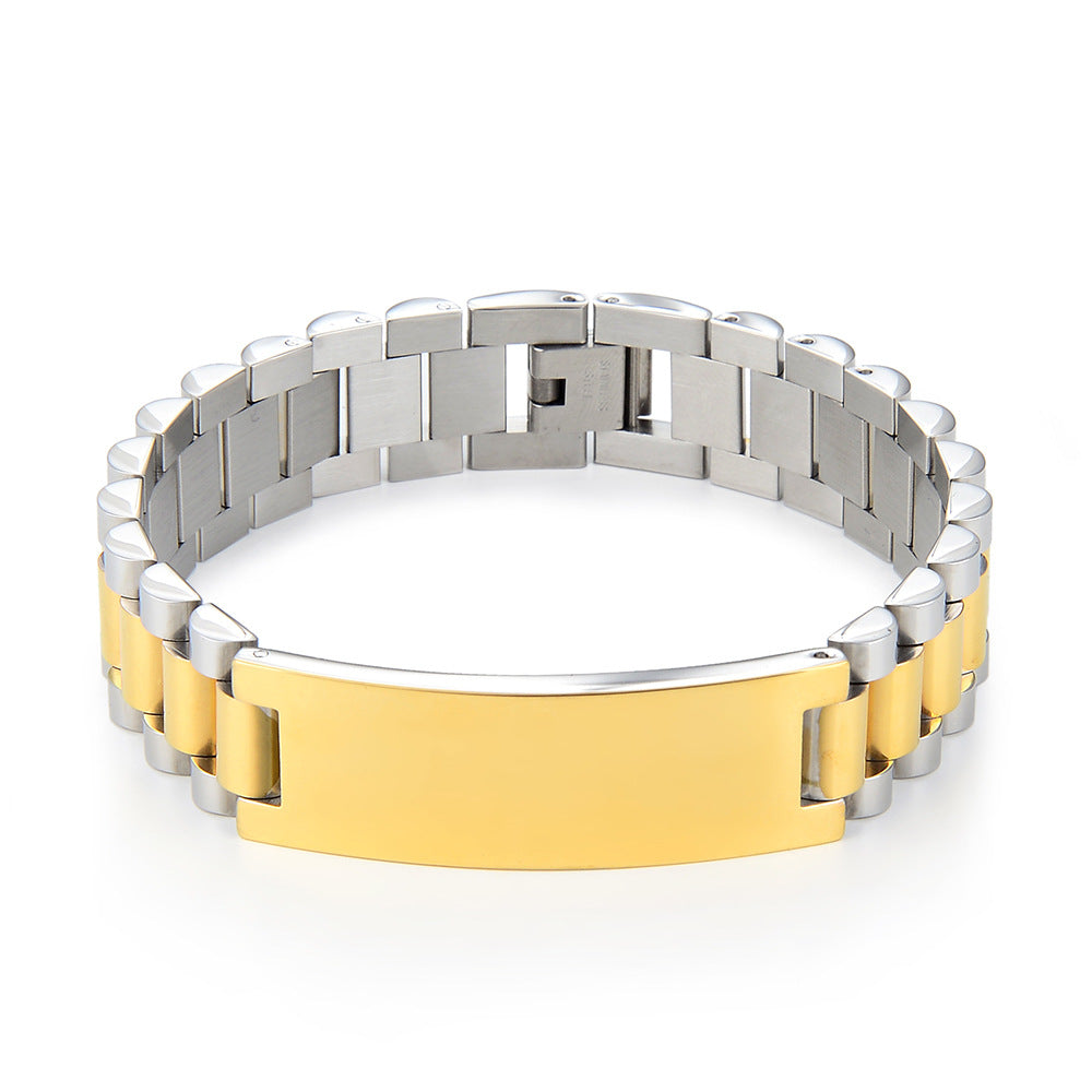 Correa de acero de titanio, pulsera de acero inoxidable de 15 mm, cadena de reloj para hombre, joyería ajustable 