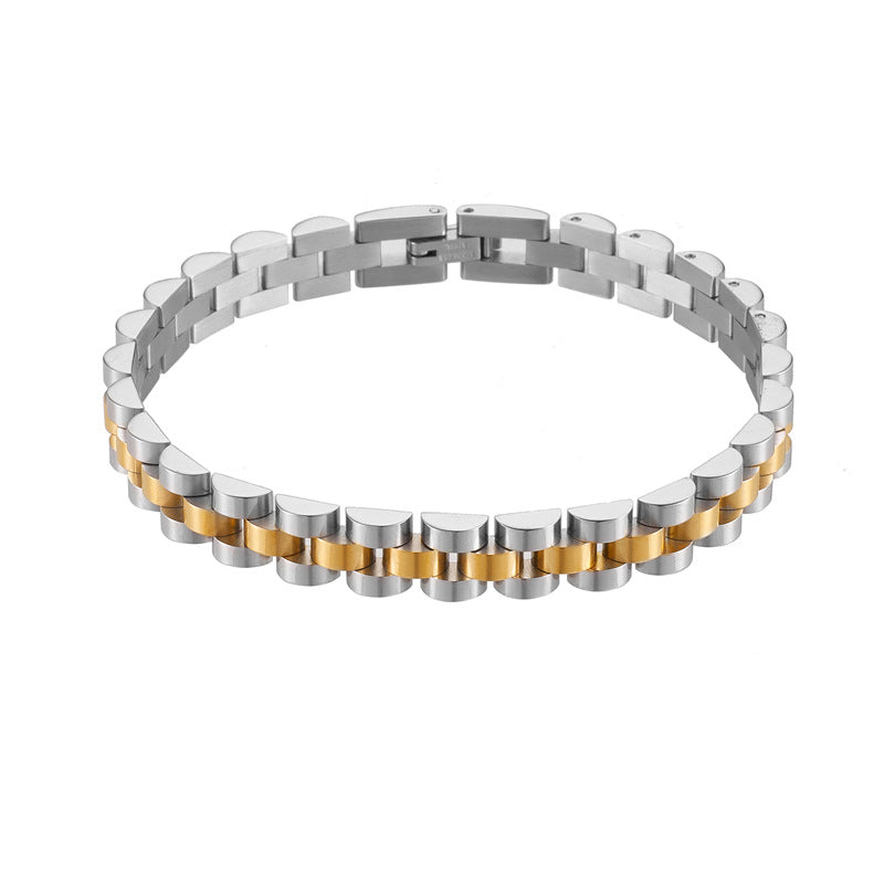 Correa de acero de titanio, pulsera de acero inoxidable de 15 mm, cadena de reloj para hombre, joyería ajustable 
