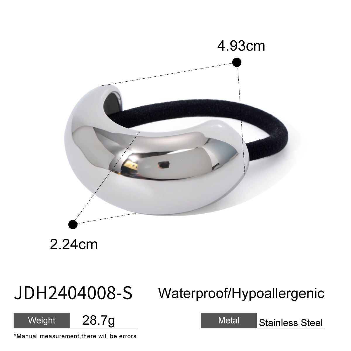 Women's Casual Style Solid Color 304 Stainless Steel Hair Tie
