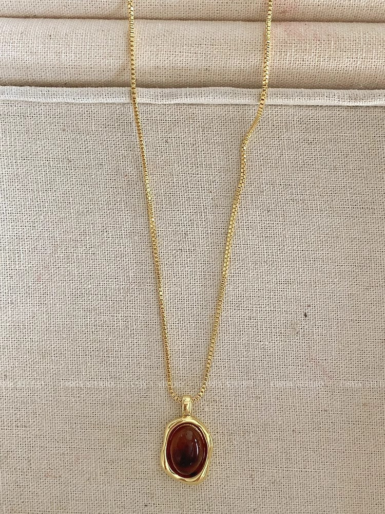 Collar de suéter dorado apilado con ámbar, cadena de suéter para niñas 