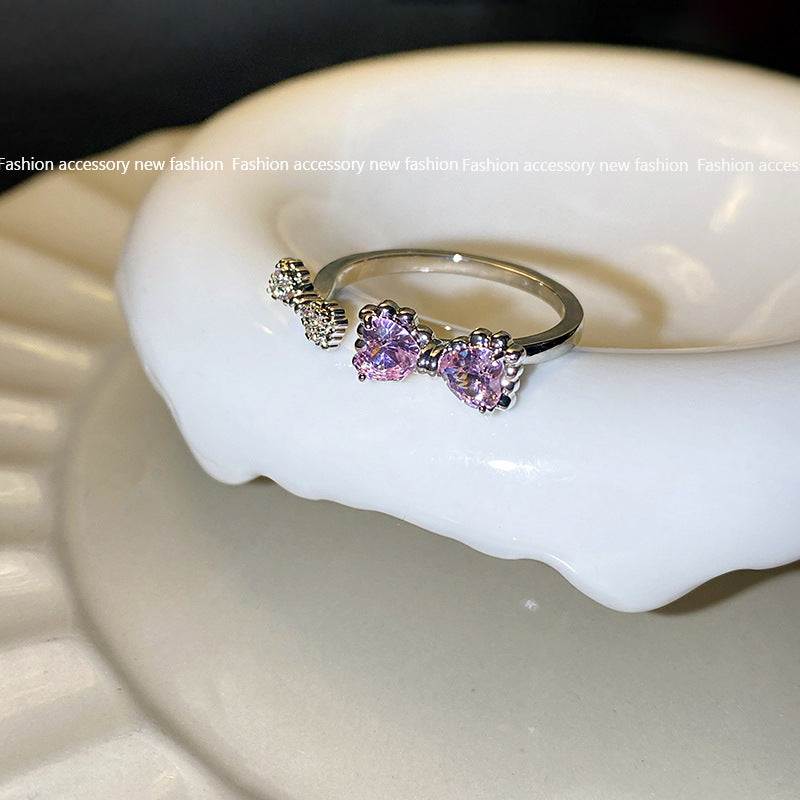 Anillo microengastado, anillo ajustable para dedo índice con apertura de circonitas para mujer
