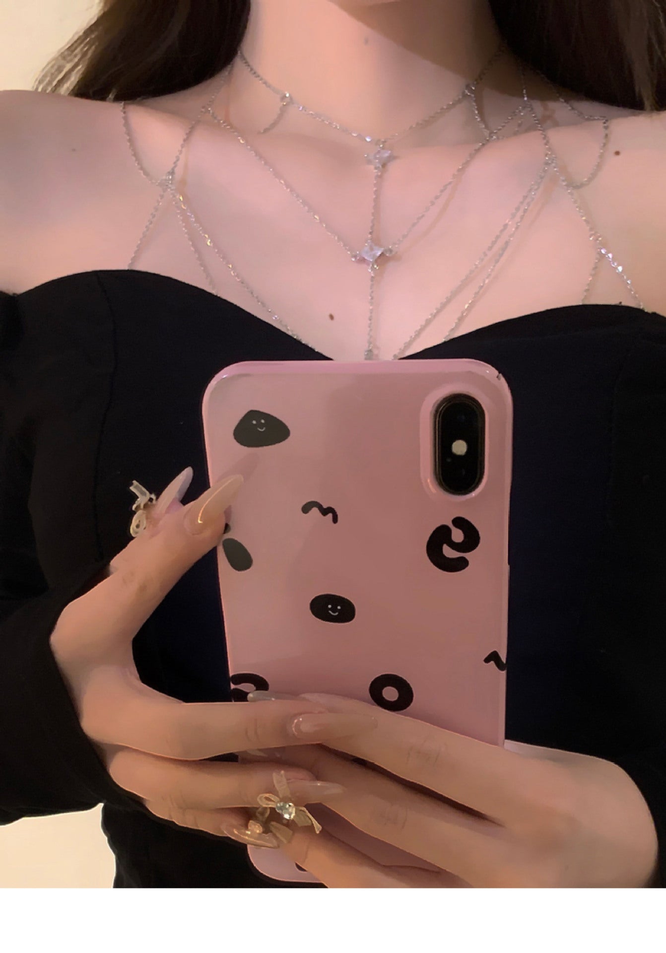 Multi-layer zircon necklace body chain collarbone chain