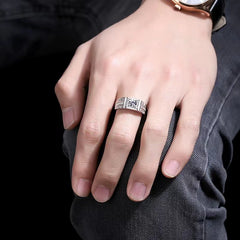 Anillo de plata 925 para hombre con apertura ajustable y diamantes simulados
