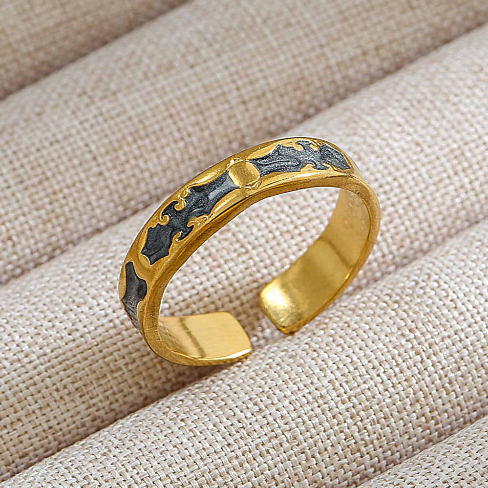 Anillo abierto de acero inoxidable 304 con letras geométricas, estilo hip hop, punk y streetwear. 