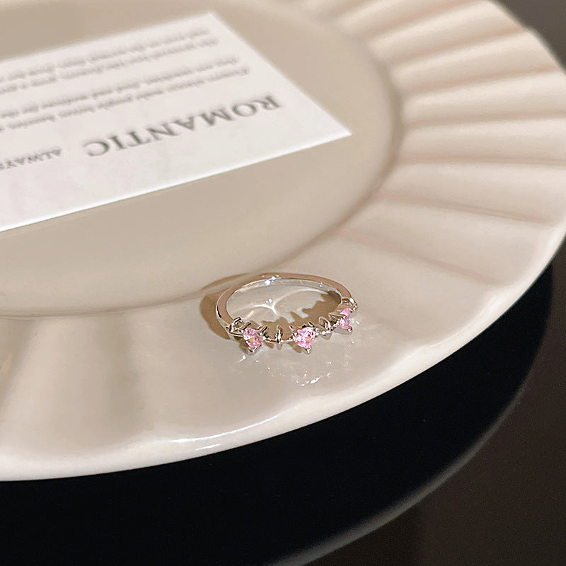 Anillo microengastado, anillo ajustable para dedo índice con apertura de circonitas para mujer