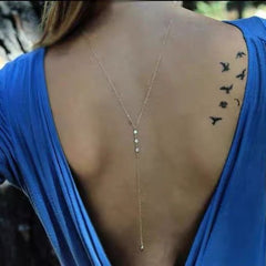 Alloy body chain Back chain, simulated diamond-encrusted leaking back (Minimum purchase of 2 pcs)