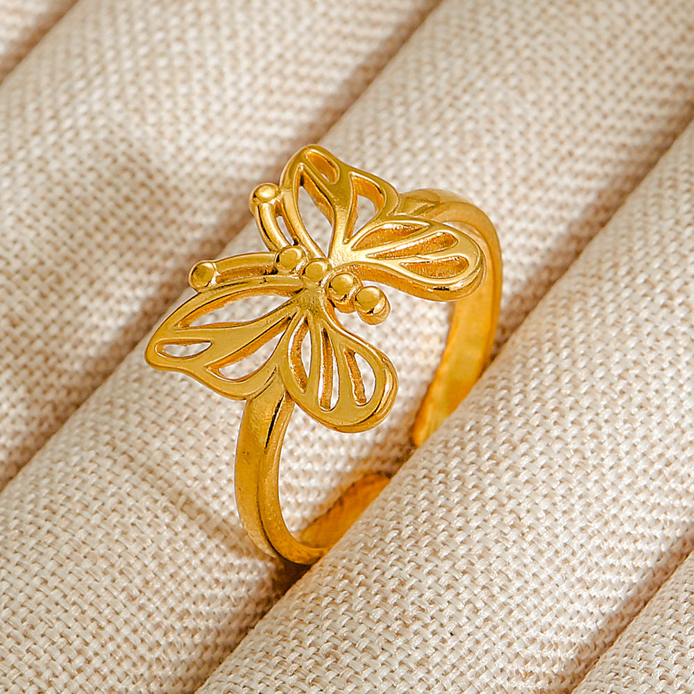 Wholesale Jewelry Geometric 304 Stainless Steel Natural Stone Open Ring (Minimum purchase 10 pcs)