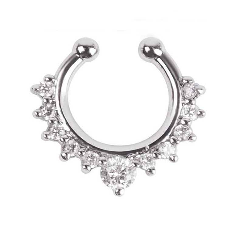 Anillo de nariz falso de aleación de diamantes, sin nariz 