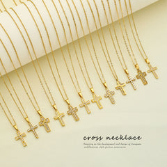 Collar de acero de titanio con cruz de circón y cadena de clavícula de acero inoxidable