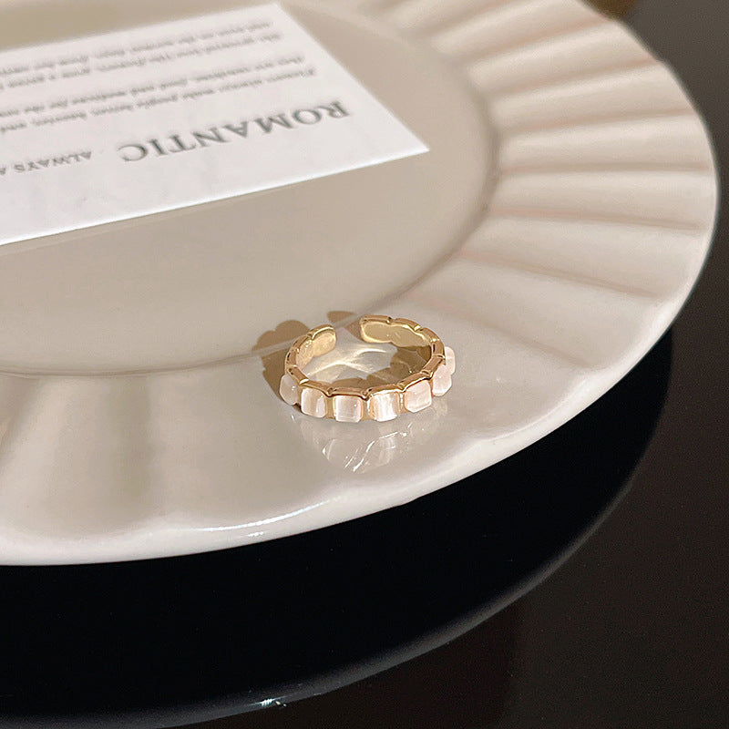 Anillo microengastado, anillo ajustable para dedo índice con apertura de circonitas para mujer