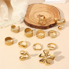 Anillos abiertos chapados en acero inoxidable 304 con diseño floral retro al por mayor 