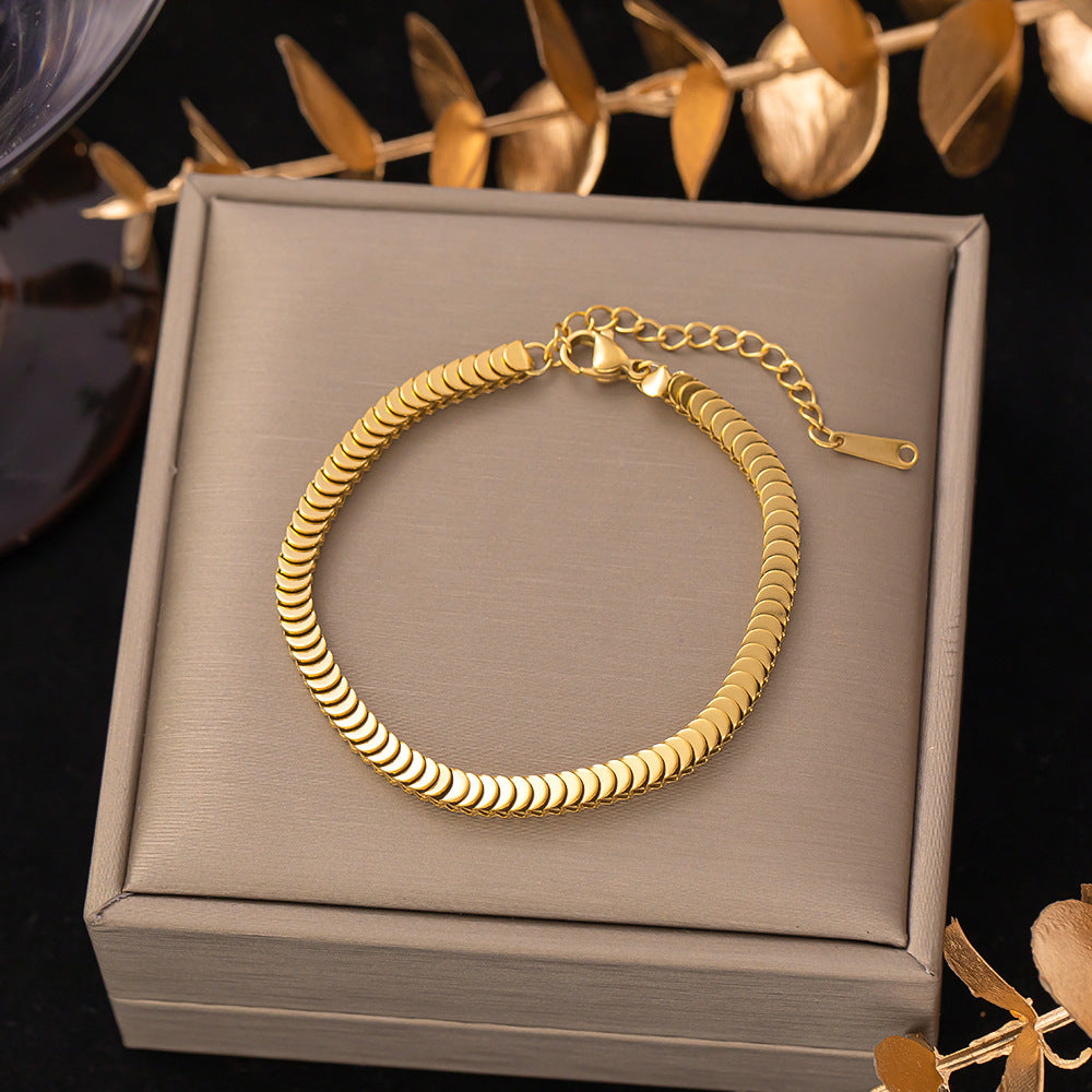 Pulsera de acero de titanio para mujer, pulsera sencilla, joyería 