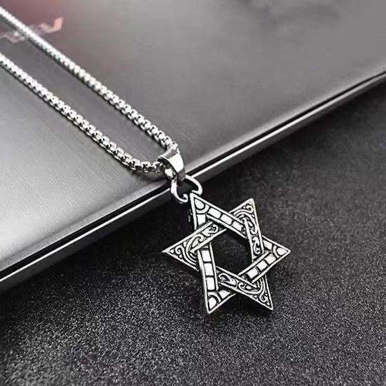 Collar de acero de titanio con colgante de hip hop para hombre 