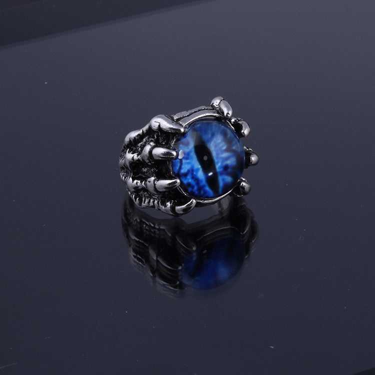 Anillo de ojo de garra de águila con garra de dragón Anillo abierto de ojo de diablo 
