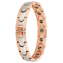 Pulsera de acero inoxidable con forma de bala de oro rosa para hombre, joyería de acero y titanio. 