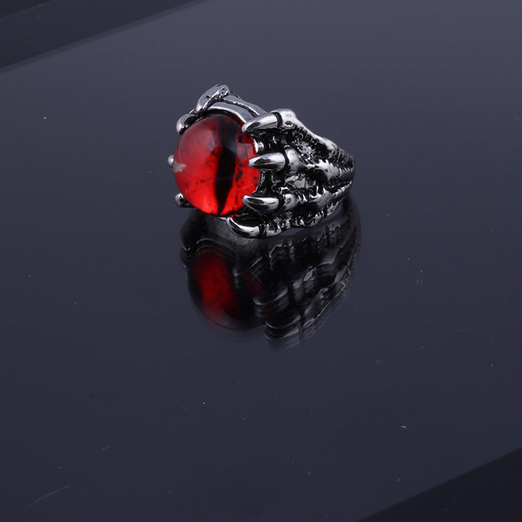 Anillo de ojo de garra de águila con garra de dragón Anillo abierto de ojo de diablo 