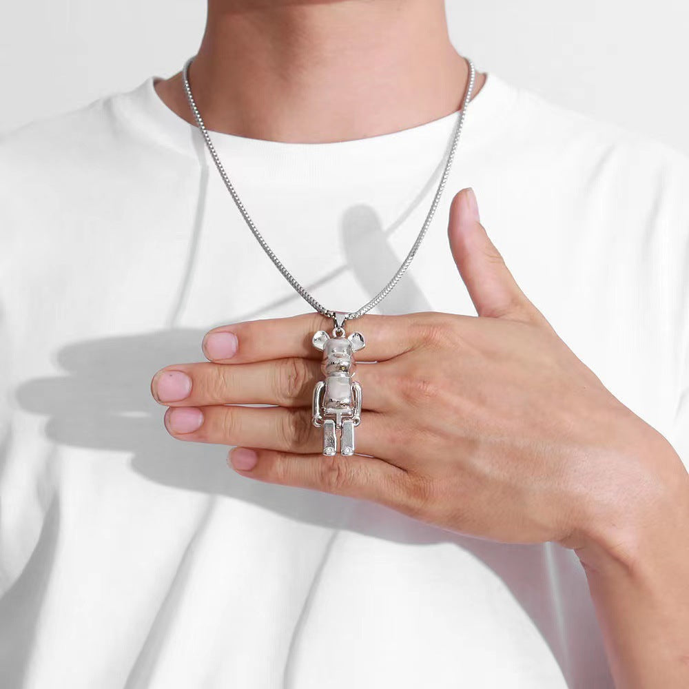 Collar de acero de titanio con colgante de hip hop para hombre 