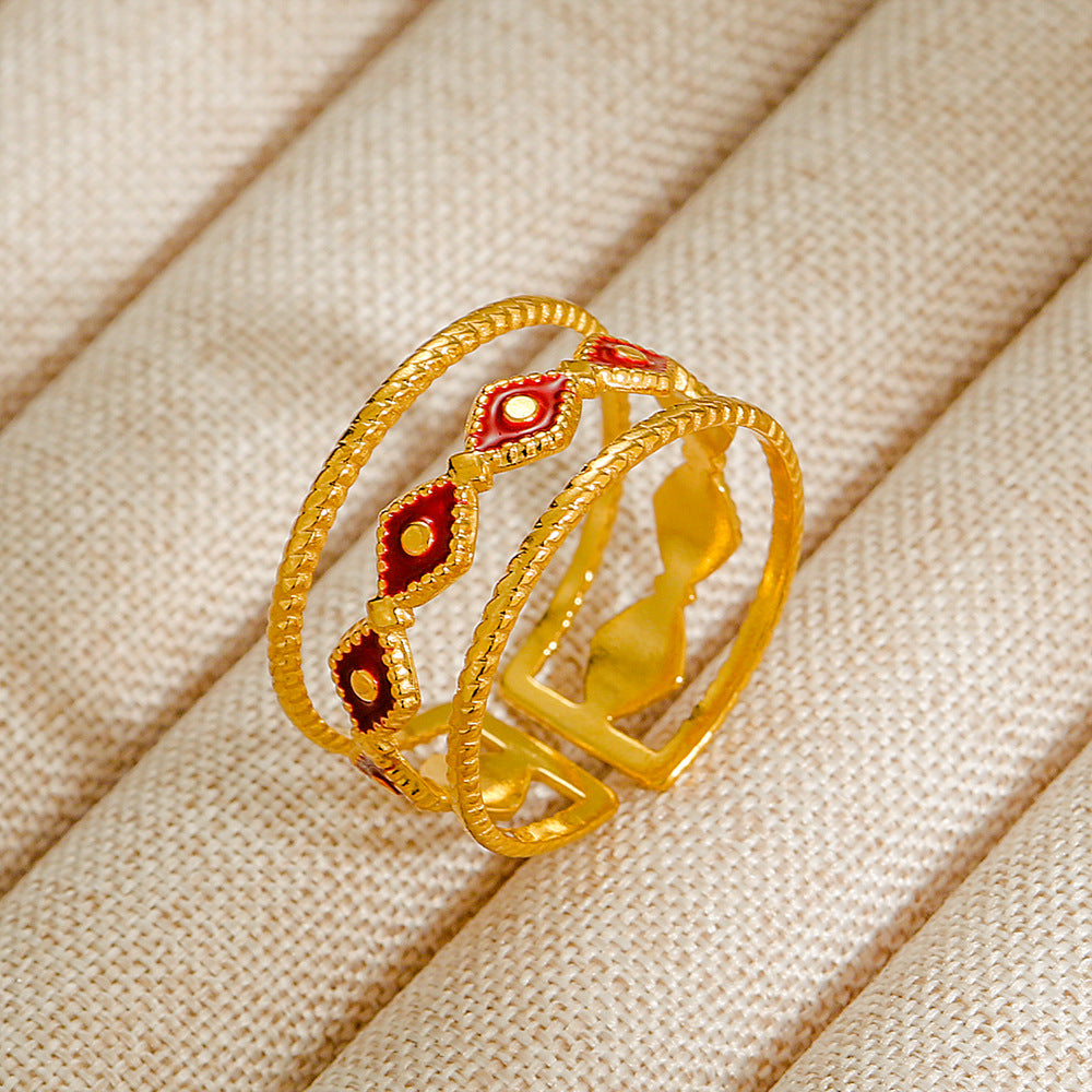 Wholesale Jewelry Geometric 304 Stainless Steel Natural Stone Open Ring (Minimum purchase 10 pcs)
