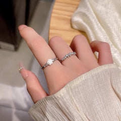 Anillo microengastado, anillo ajustable para dedo índice con apertura de circonitas para mujer