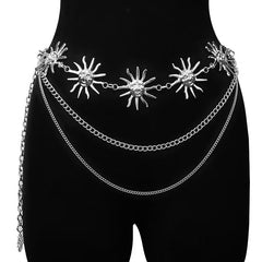 Women's Sunflower Waist Chain, Metal Crescent Body Chain Adjustable Belt(Minimum purchase of 2 pieces)
