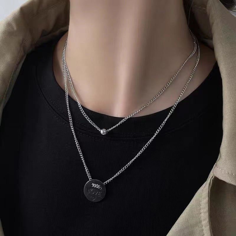 Collar de cadena cubana para hombre con circonitas cruzadas de acero y titanio 