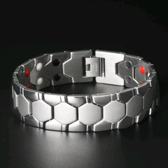 Pulsera magnética extraíble para hombre, pulsera de acero inoxidable, pulsera de energía hexagonal 