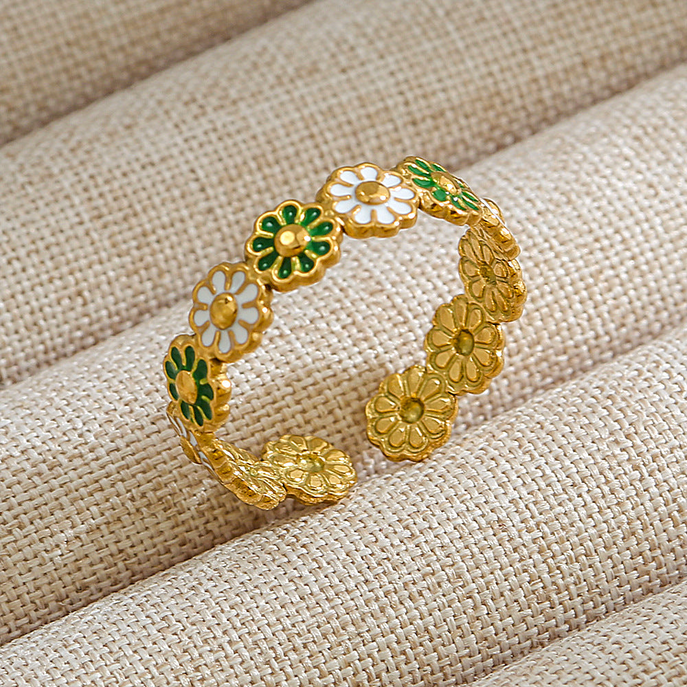 Anillo abierto de acero inoxidable 304 con letras geométricas, estilo hip hop, punk y streetwear. 