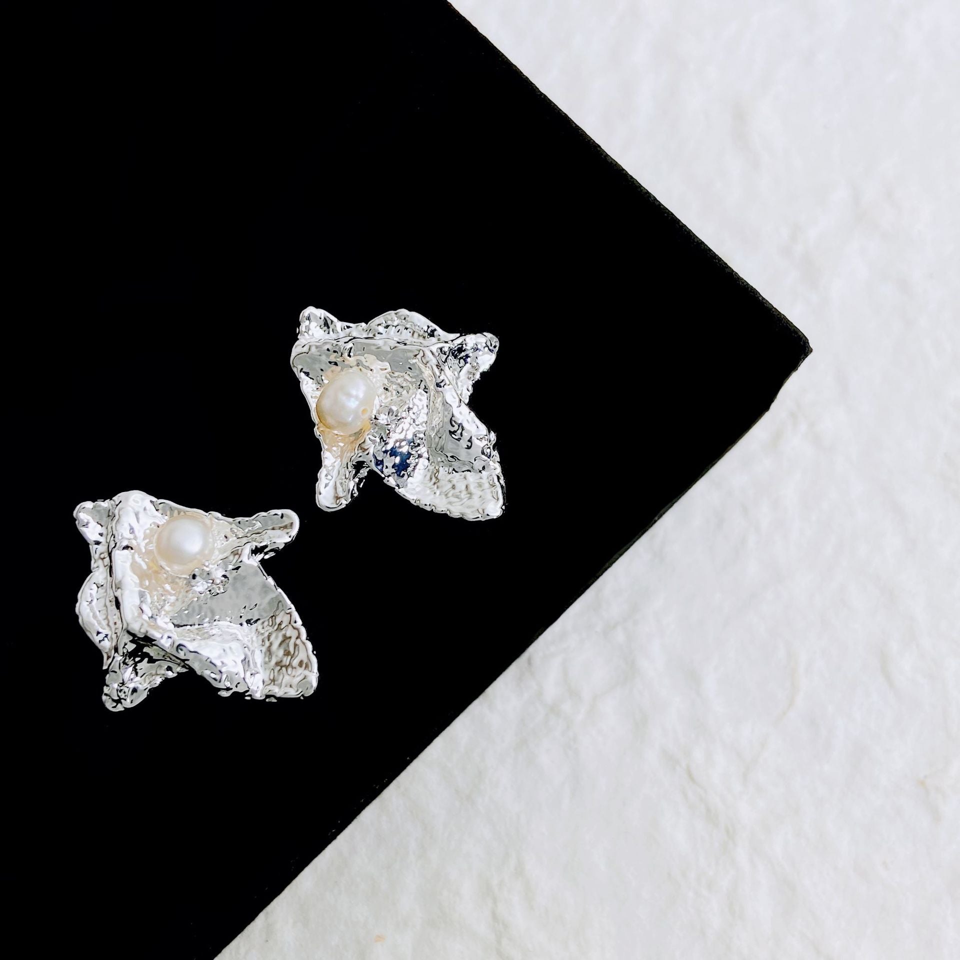 Pendientes de perla natural con forma geométrica irregular, pendientes de aguja de plata s925 para mujer 