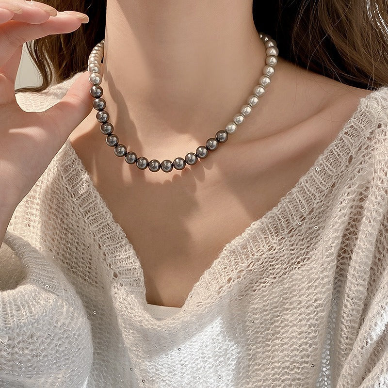 Collar de perlas, piedra de ojo de tigre, collar de bolas de oro pequeñas, cadena de piedra natural 
