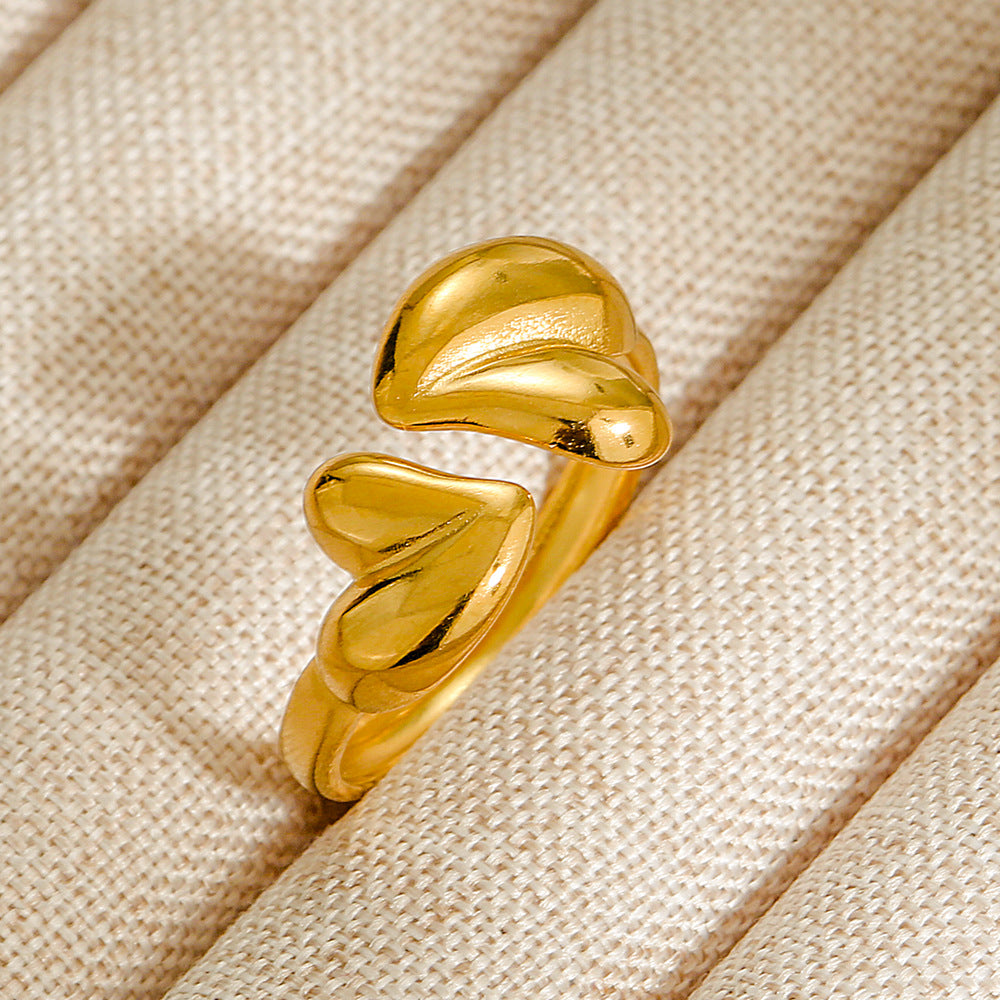 Wholesale Jewelry Geometric 304 Stainless Steel Natural Stone Open Ring (Minimum purchase 10 pcs)