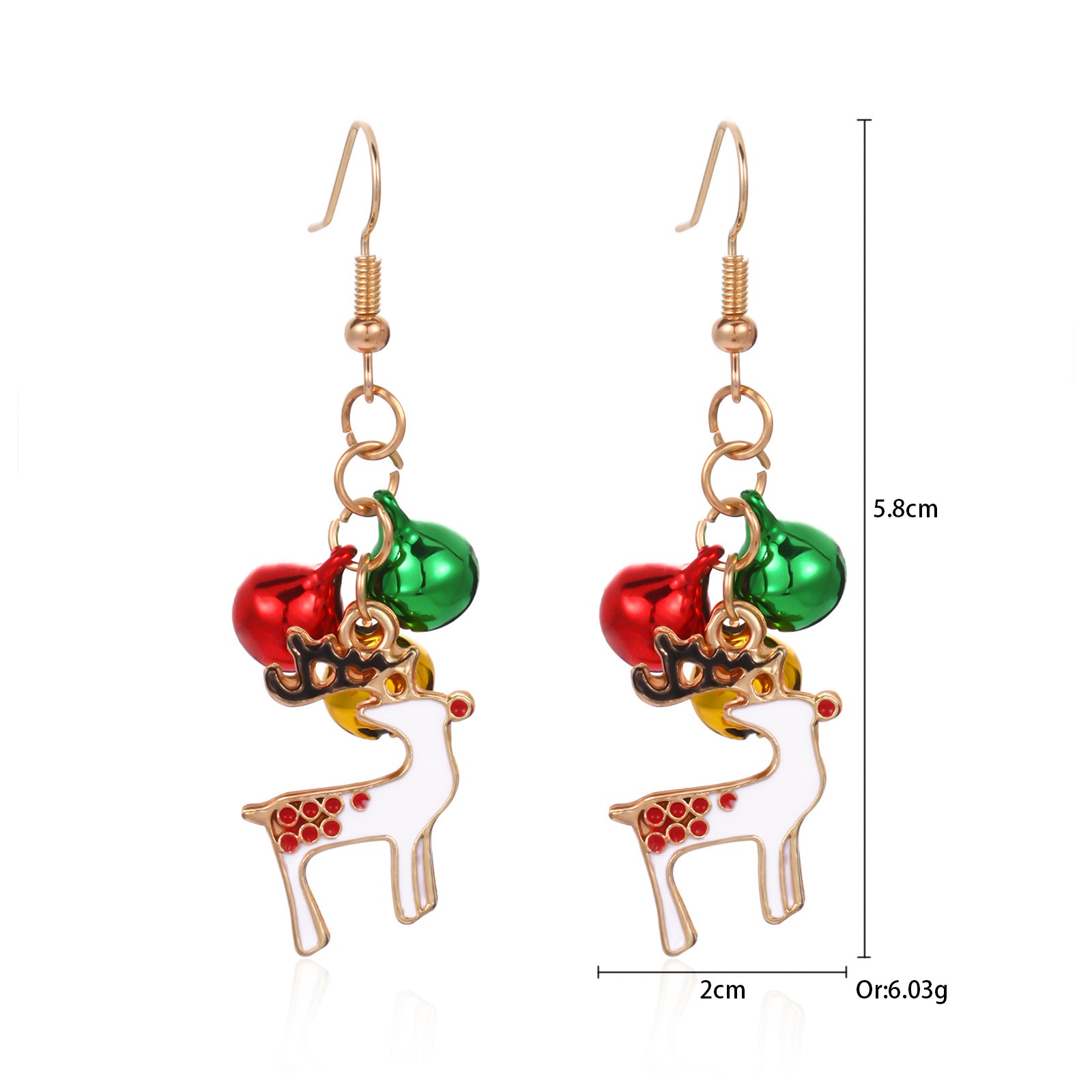 3 pares por modelo Lindos pendientes colgantes de aleación de zinc con forma de campana y corona de árbol de Navidad 