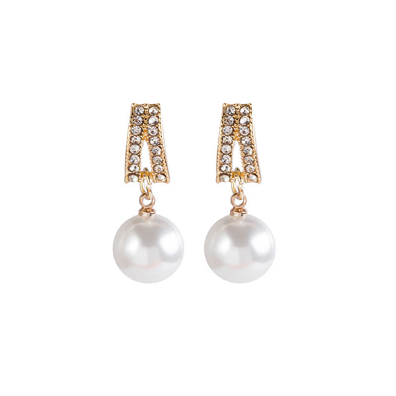 1 Pair Sweet IG Style Geometric Heart Shape Butterfly Inlay Alloy Rhinestones Pearl Drop Earrings Ear Studs