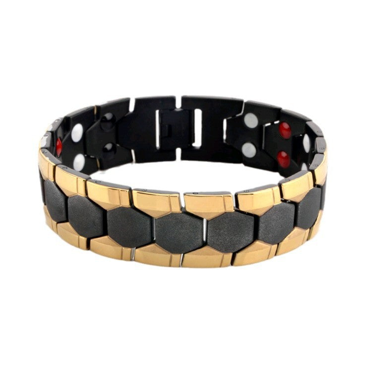 Pulsera magnética extraíble para hombre, pulsera de acero inoxidable, pulsera de energía hexagonal 