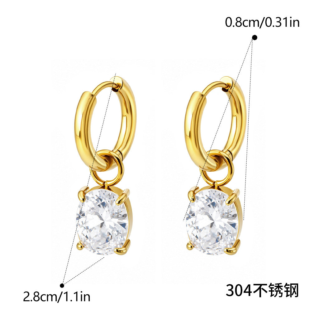 Stainless Steel Zircon Earrings Earrings