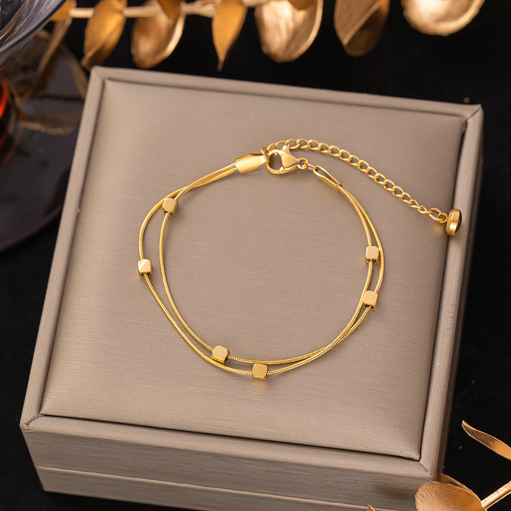 Pulsera de acero de titanio para mujer, pulsera sencilla, joyería 