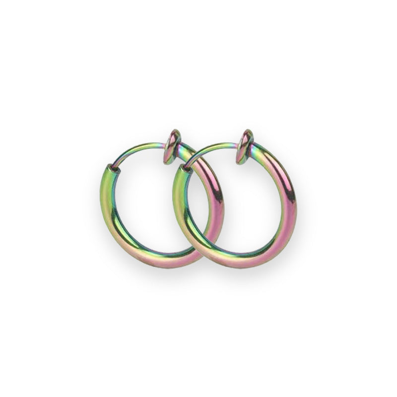 Clips para orejas de acero inoxidable sin agujero estilo punk para hombre, clips para orejas de resorte de acero de titanio