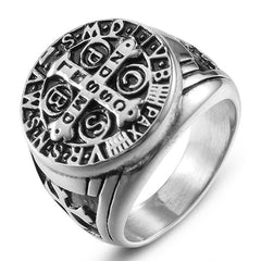 Anillo de runas para hombre, estilo vikingo vintage, color negro, con personalidad de cola