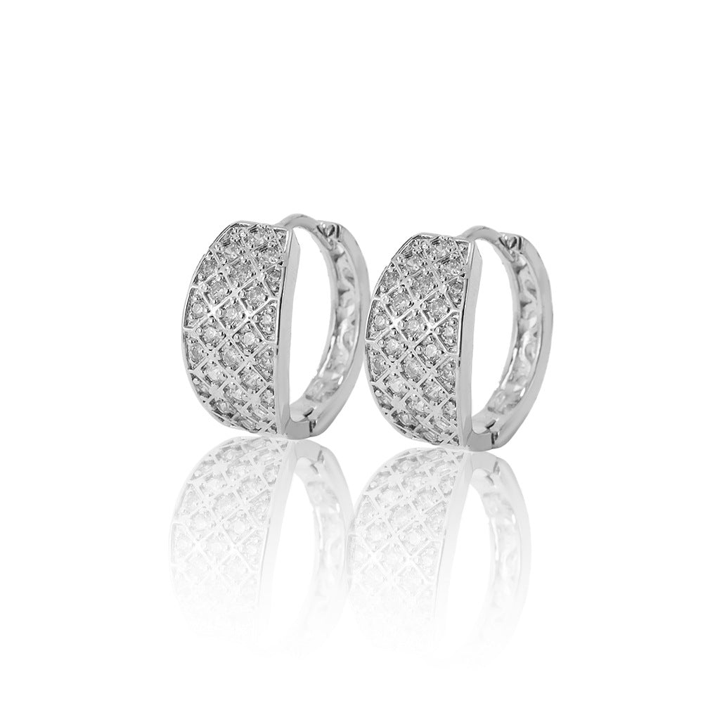 1 Pair Basic Simple Style Geometric Inlay Copper Zircon Earrings